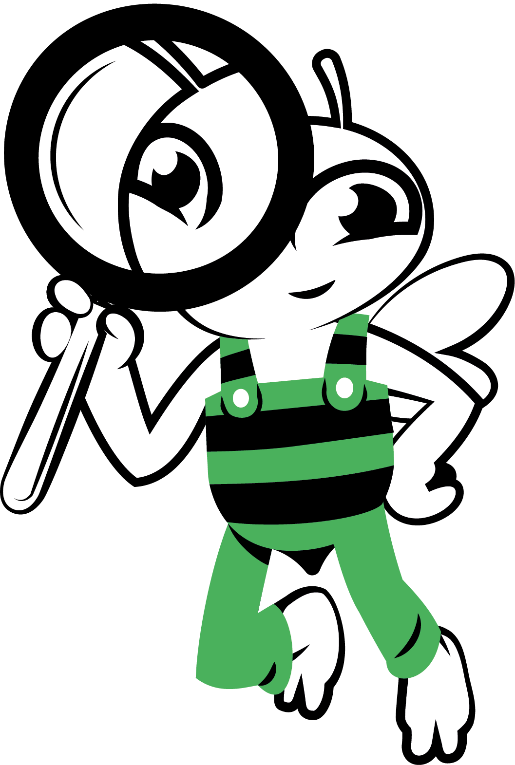 Abeille verte avec une loupe