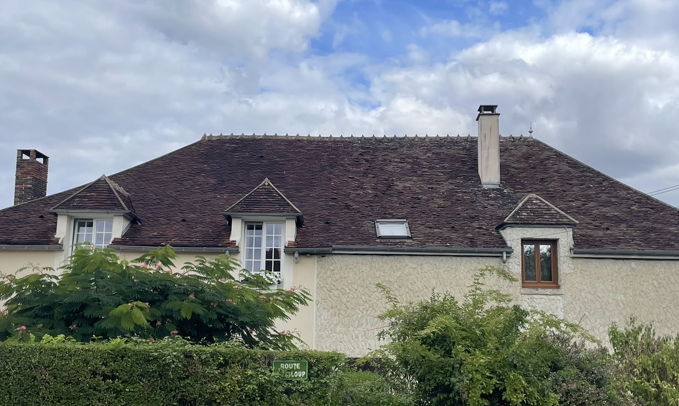 Un bel avant / Après sur un démoussage de tuiles de Bourgogne Chevannes